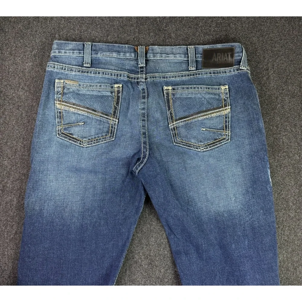 Ariat M7 Jeans Mens 40x31 Denim Rocker Boot Cut Work Wear Thick Stitch Western